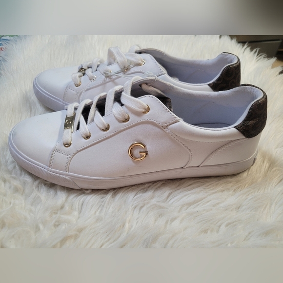 Guess GBG Los Angeles White & Gold Wedge SneakerWhite and Gold Women's Sneakers - Picture 1 of 8